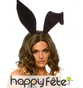 Oreilles de lapin noires articulées deluxe, femme
