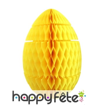 Oeuf jaune de pâques en papier alvéolé, 36cm