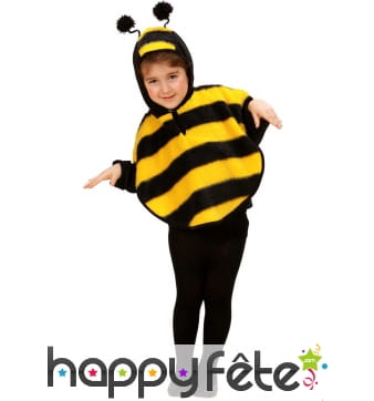 Poncho abeille avec capuche, pour enfant