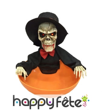 Panier à bonbons halloween, squelette lumineux