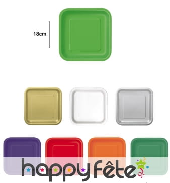 Petites assiettes carrées en carton de 17cm