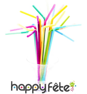 Pailles articulees fluos