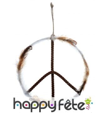 Peace and love métal bois plume à suspendre, 41cm