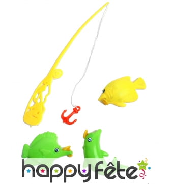 Pêche à la ligne avec 3 poissons