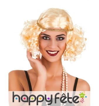 Perruque blonde coupe charleston bouclée