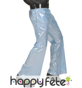 Pantalon bleu holographique disco pour homme