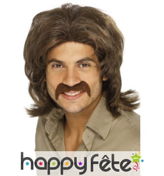 Perruque brune homme années 70