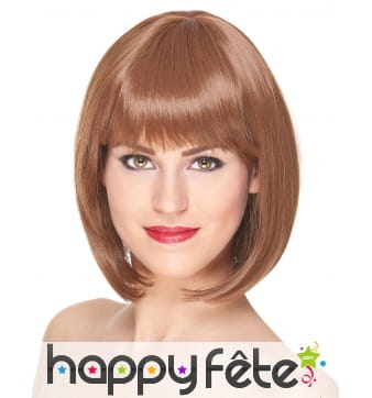 Perruque carré chatain clair court, luxe