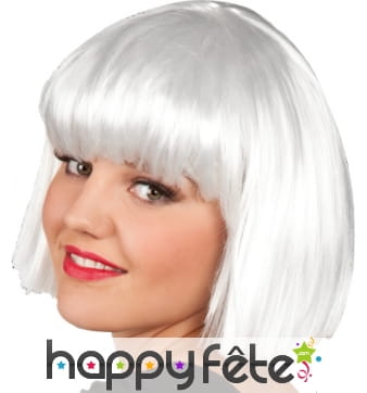 Perruque carré court blanche