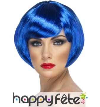 Perruque carré court bleu flash
