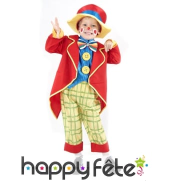Petit costume de clown rouge et coloré pour enfant