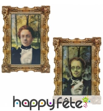 Portrait changeant femme zombie 41x30cm