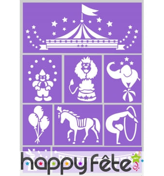 Pochoirs cirque pour maquillage, Grim Tout