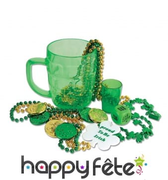 Pack de 6 accessoires st Patrick dans un mug.