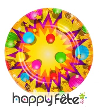 Paquet d'assiettes décorées jaune