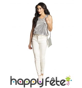 Pochette disco argentée avec sequins pour femme