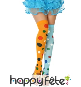 Paire de Bas de clown à pois colorés