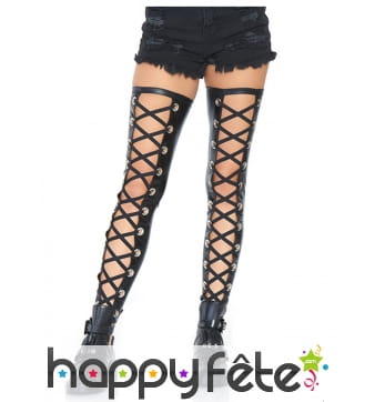 Paire de bas noirs sans pieds avec laçage, adulte