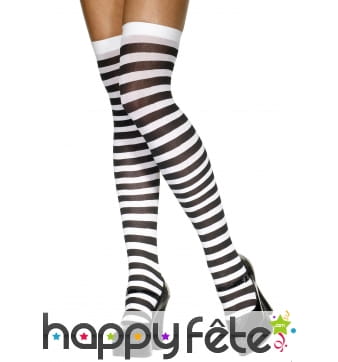 Paire de bas rayés blancs et noirs