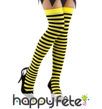 Paire de bas rayés jaunes et noirs