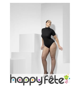 Paire de collants résilles noires, grande taille
