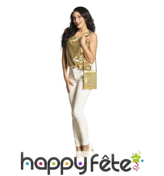 Pochette disco dorée avec sequins pour femme