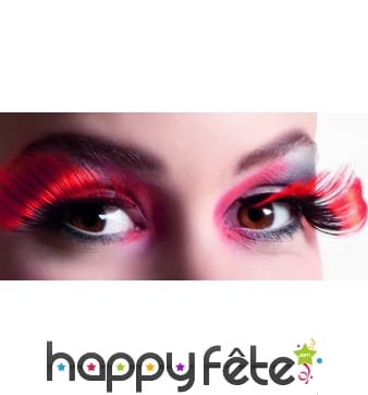 Paire de faux cils noirs et rouges xl