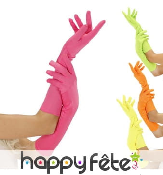 Paire de longs gants fluos de 30cm