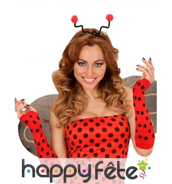 Paire de longues mitaines coccinelle