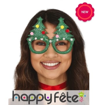 Paire de lunettes sapin de Noël, rigolotes