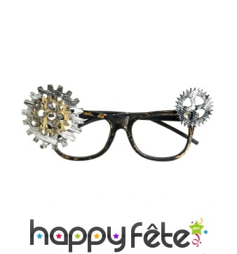 Paire de lunettes steampunk avec rouages, adulte