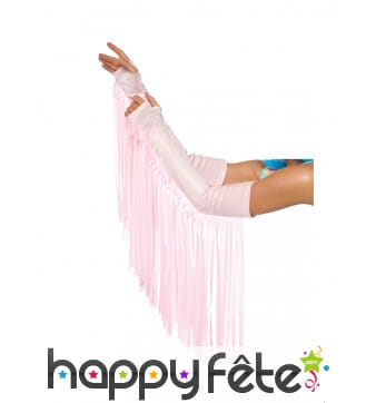Paire de manchettes roses à franges pour femme