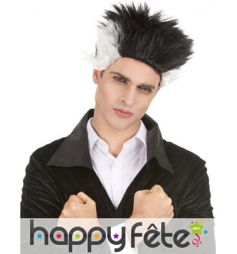 Perruque décoiffée noire et blanche de vampire