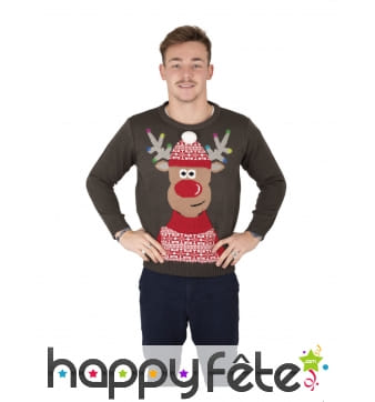 Pull de Noël renne lumineux