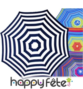 Parasol de plage rayé et inclinable