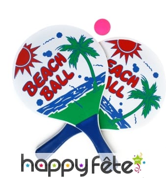 Paire de raquettes de plage en bois