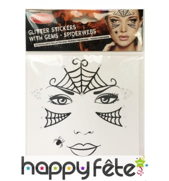 Planche de strass et stickers araignée pour visage