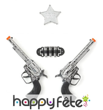 Pistolets et étoile de shérif en plastique