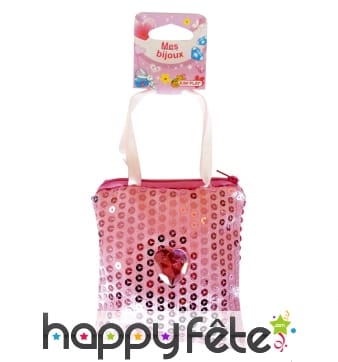 Pour enfant, sac à main en strass avec coeur