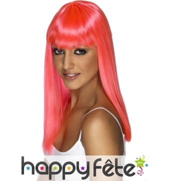 Perruque fluo fuschia avec franche