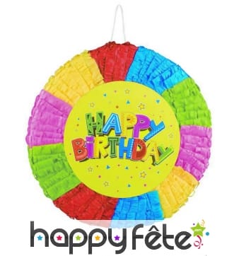 Pinata Happy Birthday ronde de 40cm