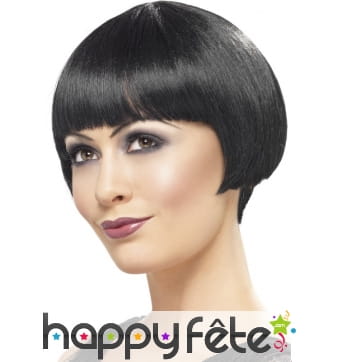 Perruque noire cheveux courts