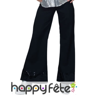 Pantalon noir disco bords en sequins, pour femme