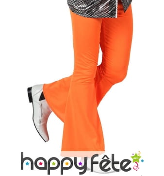 Pantalon orange disco pattes d'eph pour homme
