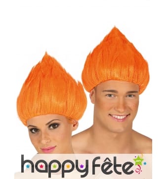 Perruque orange de troll pour adulte