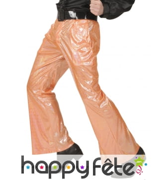 Pantalon orange holographique disco pour homme