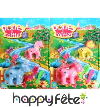 Petit poney à coiffer avec bébé et accessoires