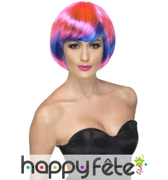Perruque rose/bleue funky