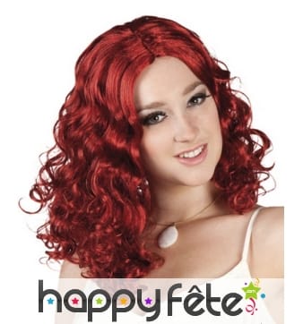 Perruque rouge bouclée mi-longue