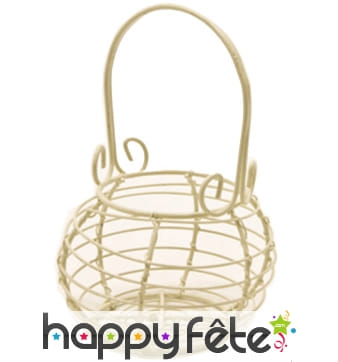 Panier rond décoratif en métal ivoire